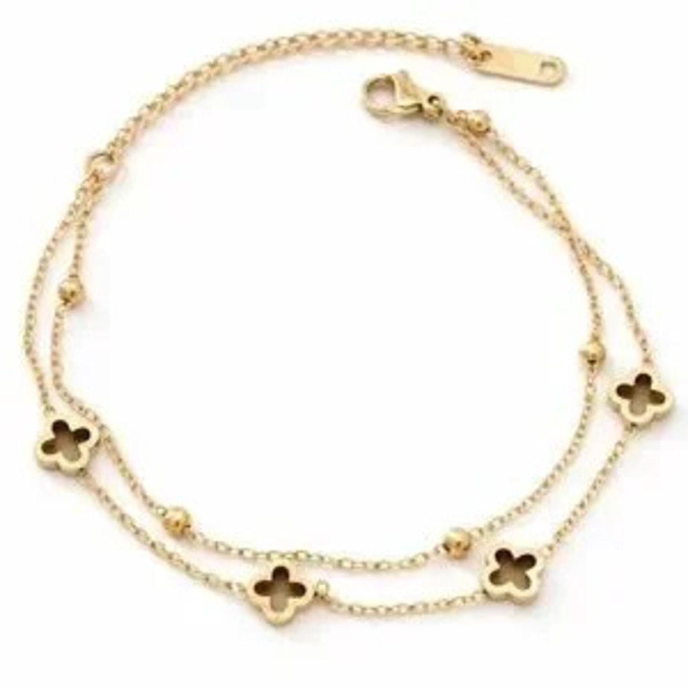 18K Gold Double Chain Clover Bracelet (2008)